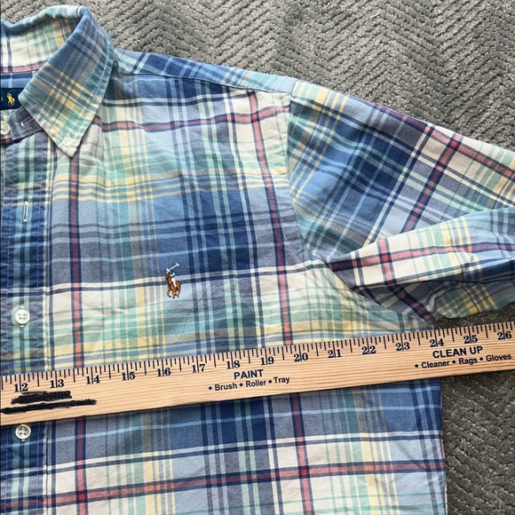 Ralph Lauren Plaid Button Down Shirt L Blue Green Cotton Classic - Picture 8 of 10